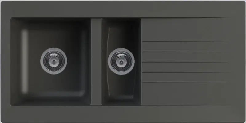 Ausmann Fibre 1,5 черна пластмасова мивка, обръщаема, с капак за изсушаване, 100x50 cm 1208956783