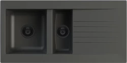 Ausmann Fibre 1.5 черна синтетична мивка с обръщаем отцедник 100x50 см с черна цедка 1208956784