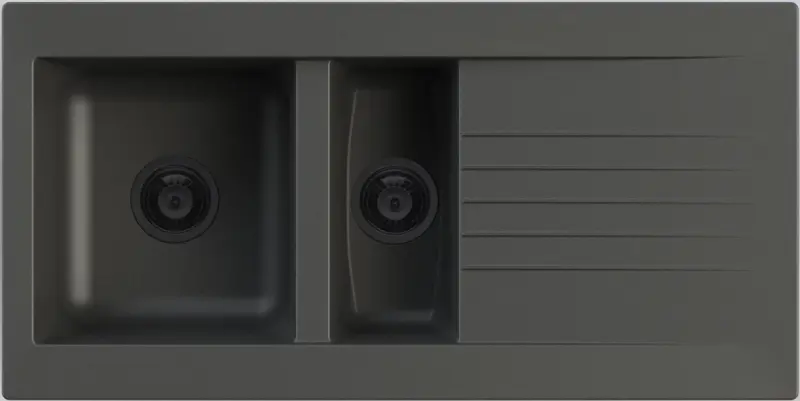 Ausmann Fibre 1,5 черна пластмасова мивка, обръщаема, с капкоуловител, монтаж върху плот, 100x50 cm, с черен запушалка 1208956784