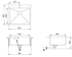 Ausmann Turt медна мивка PVD Copper 55x51 с отвор за смесител за монтаж под, над и на нивото на плота 1208956939