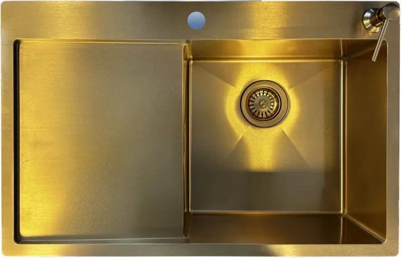 Ausmann Turt златиста мивка с отцедник вляво 780x500 мм за монтаж под и на нивото на плота 1208956942