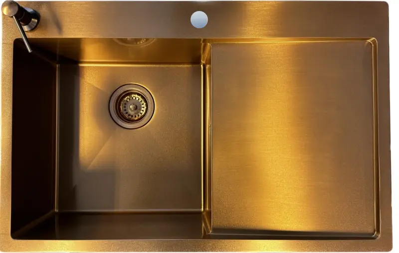 Ausmann Turt медна мивка с отцедник вдясно 780x500 мм за монтаж над и на нивото на плота 1208956943