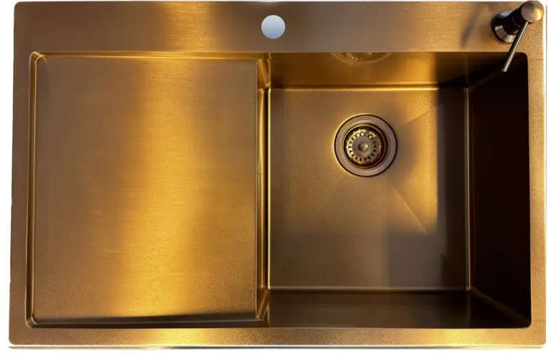 Ausmann Turt медна мивка с отцедник вляво 780x500 мм за монтаж над и на нивото на плота 1208956955