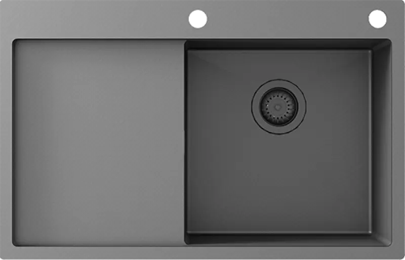 Мивка Ausmann Turt gun metal с отцедник вляво 780x500 мм за монтаж над и на нивото на плота 1208956956