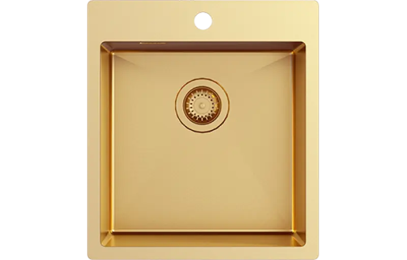 Ausmann Turt златиста мивка 450x505 мм с отвор за смесител за монтаж под, над и на нивото на плота 1208956958