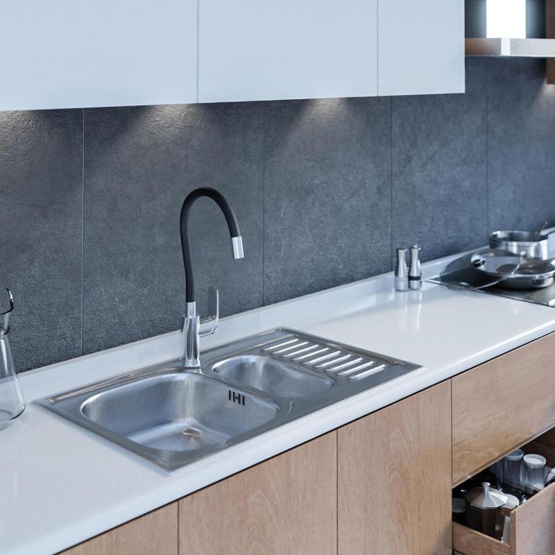 Ausmann Basic мивка от неръждаема стомана 1,5 за монтаж на над нивото на плота с обръщаем отцедник 78x50 см, включително сифон 1208956970