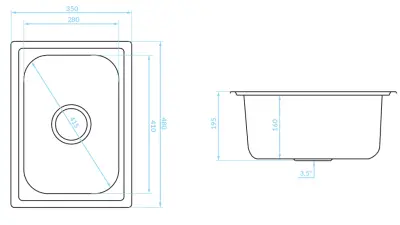 Ausmann Basic малка мивка от неръждаема стомана за монтаж над нивото на плота 35x48 см, включително сифон 1208956971