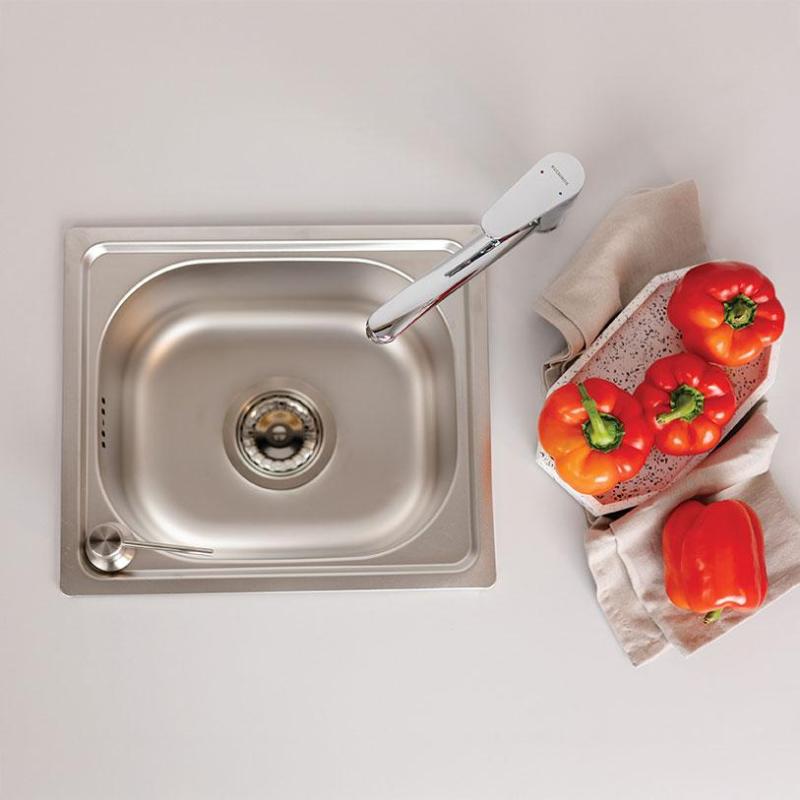 Ausmann Basic малка мивка от неръждаема стомана за монтаж над нивото на плота 33x38 см, включително сифон 1208956972