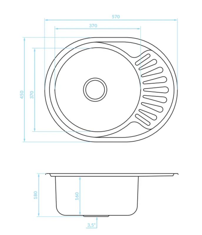 Ausmann Basic мивка от неръждаема стомана за монтаж над нивото на плота с обръщаем отцедник 57x45 см, включително сифон 1208956973