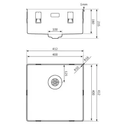 Lorreine 40SL1016 Slim мивка 40x40 см за вграждане от неръждаема стомана