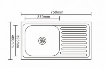 Ausmann Basic мивка от неръждаема стомана за монтаж над нивото на плота с обръшаем отцедник 75x40 см, включително сифон 1208956996