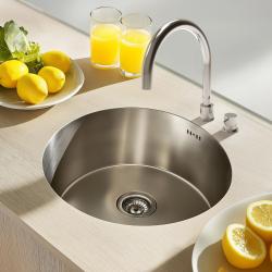 Ausmann Basic кръгла мивка от неръждаема стомана, монтаж над нивото на плота 43 см, включително сифон 1208956999