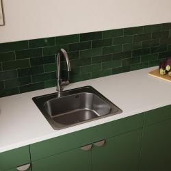 Ausmann Basic мивка от неръждаема стомана за монтаж над нивото на плота 48x48 см с отвор за смесител, включително сифон 1208957000