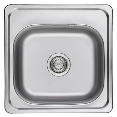 Ausmann Basic мивка от неръждаема стомана за монтаж над нивото на плота 48x48 см с отвор за смесител, включително сифон 1208957000