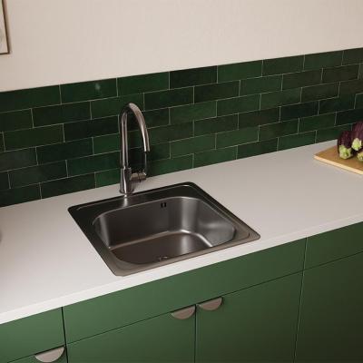 Ausmann Basic мивка от неръждаема стомана за монтаж над нивото на плота 48x48 см с отвор за смесител, включително сифон 1208957000