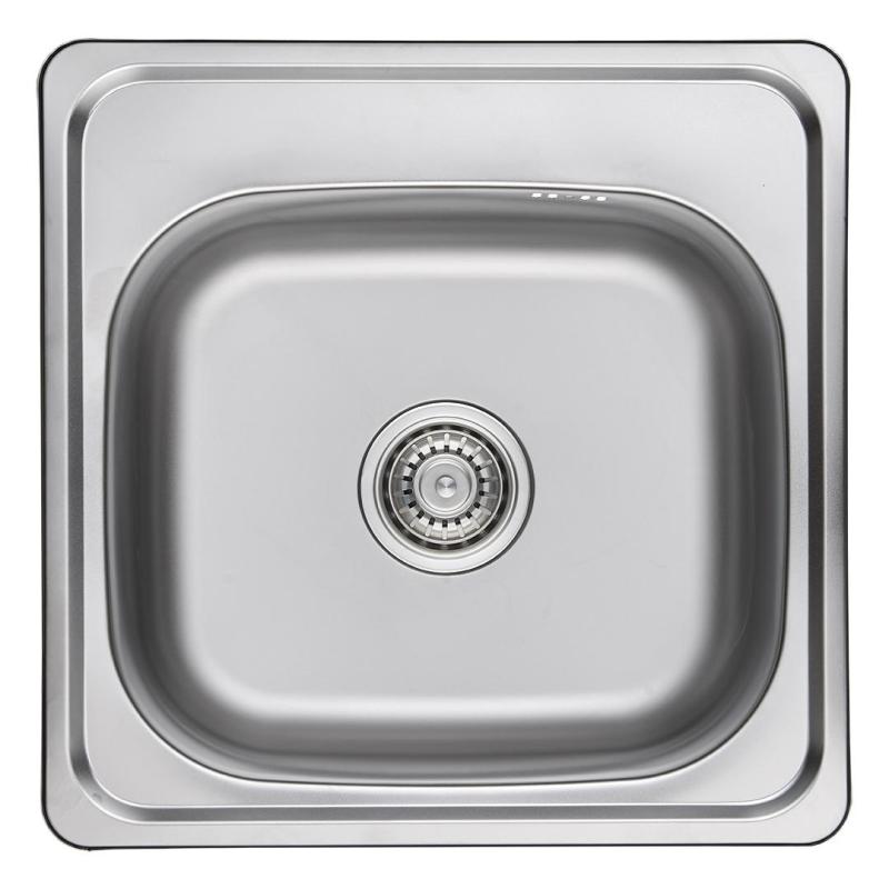 Ausmann Basic мивка от неръждаема стомана за монтаж над нивото на плота 48x48 см с отвор за смесител, включително сифон 1208957000