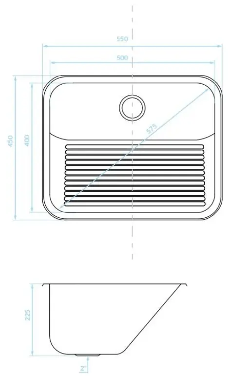 Aquadesign Utility изливна мивка 55x45 cm за помощната кухня или гаража, включително скоби 1208957003
