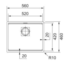 Franke Cube KNG 110.52 матово черна гранитна мивка 52x42 за монтаж под нивото на плота125.0627.319