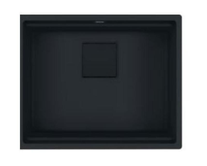 Franke Kubus KNG 110.52 матова черна мивка 52x42 с черен капак за оттичане, монтаж под плота125.0685.161