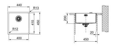 Franke Mythos Masterpiece BXM 210.40 PVD Златна мивка 400x410mm за вграждане и под монтаж 127.0674.582
