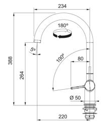Franke Active J Кухненски смесител в матово черно с въртящ се чучур115.0653.398