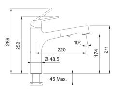 Franke Lift Кухненски смесител в матово черно с издърпващ се душ 115.0621.670