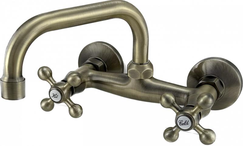 AquaTrimo Vivaldi Класически бронзов кухненски стенен смесител с горен чучур 21VV7066BN