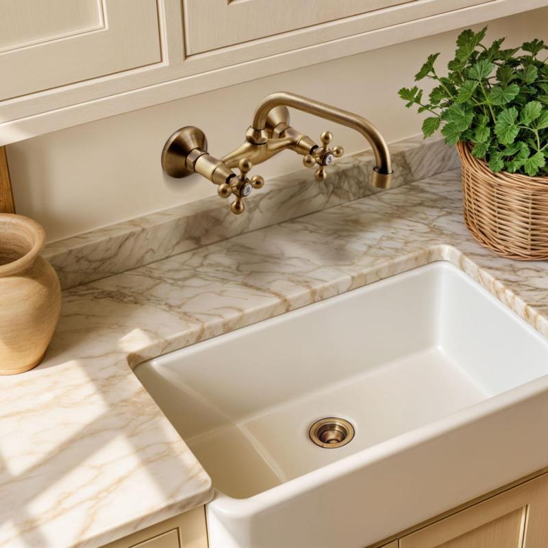 AquaTrimo Vivaldi Класически бронзов кухненски стенен смесител с горен чучур 21VV7066BN