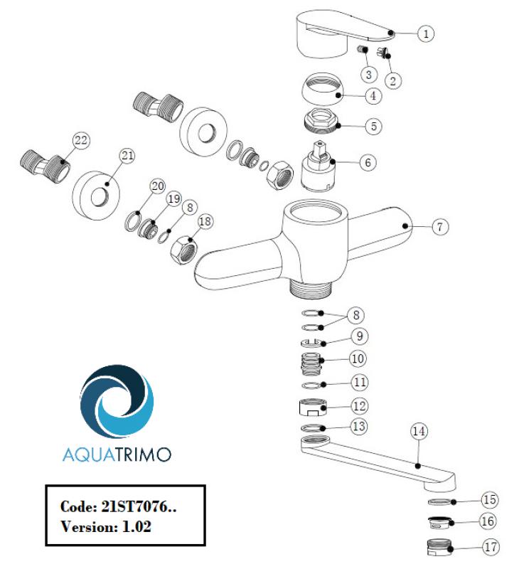 AquaTrimo Schubert едноръкочен кухненски стенен кран хром 21ST7076CM
