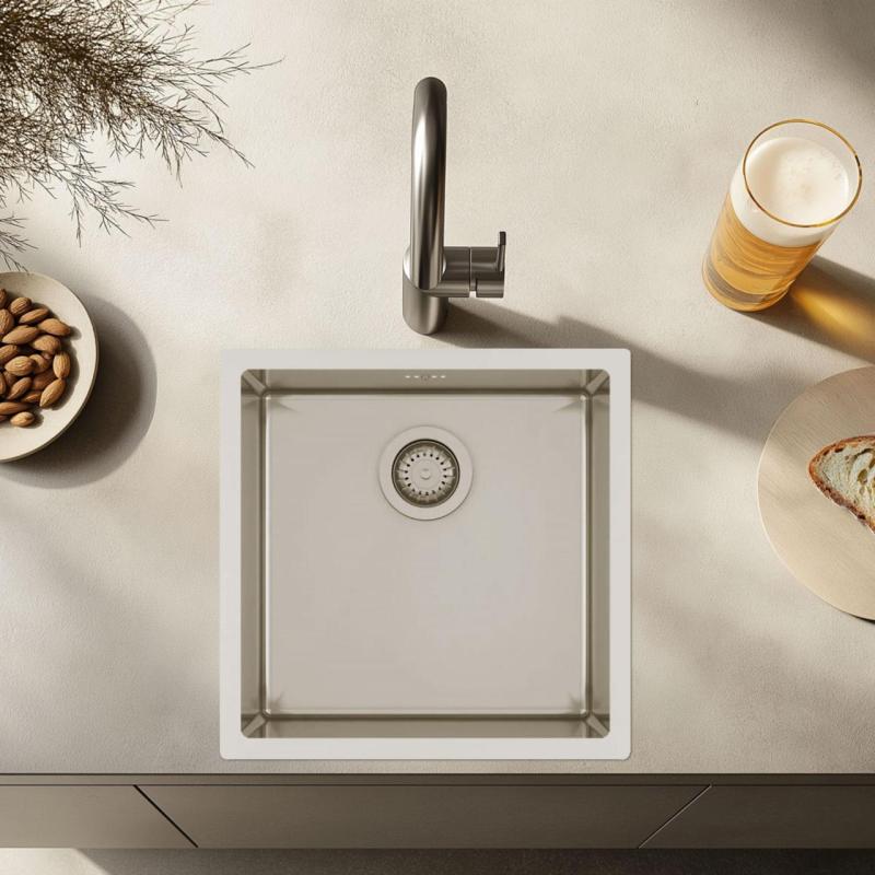 Ausmann Oder Мивка от неръждаема стомана 40x40 см за монтаж под, над и на нивото на плота, екстра дълбока 22 см 1208957112