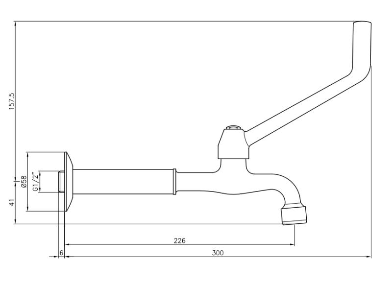 PB Clinic стена за хора с увреждания кран за фонтана със студена вода с дълга ръкохватка хром дълъг модел 1208957199