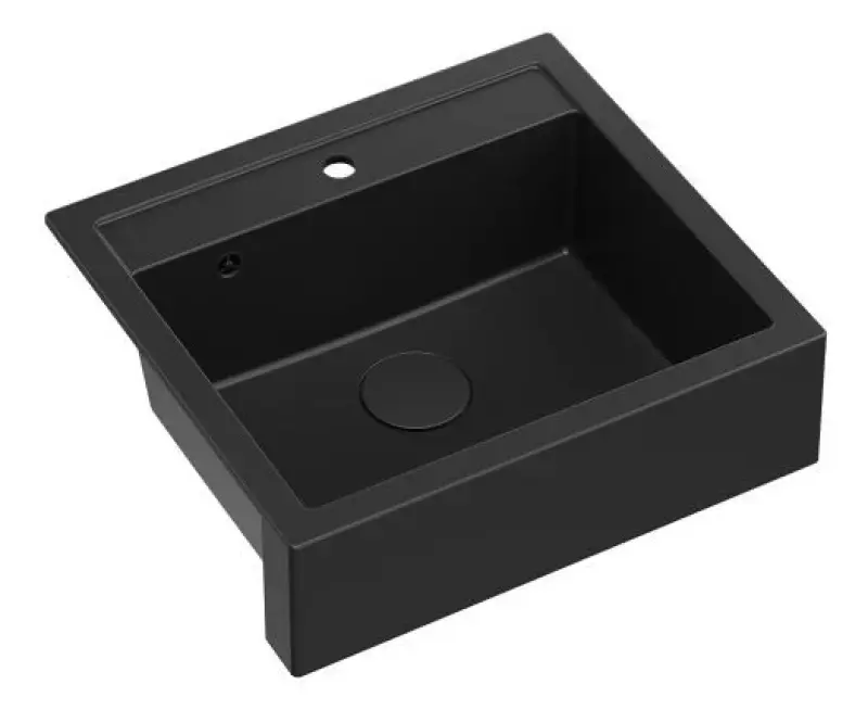 Quadri Farmhouse Рустикална гранитна мивка за междинен или монтаж над нивото на плота матово черно 595x540 мм 1208957208