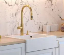 Quadri Farmhouse Рустикална гранитна мивка за междинен или монтаж над нивото на плота, матово бяла 595x540 мм 1208957209