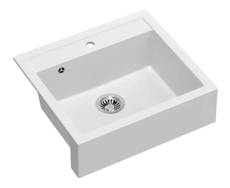 Quadri Farmhouse Рустикална гранитна мивка за междинен или монтаж над нивото на плота, матово бяла 595x540 мм 1208957209