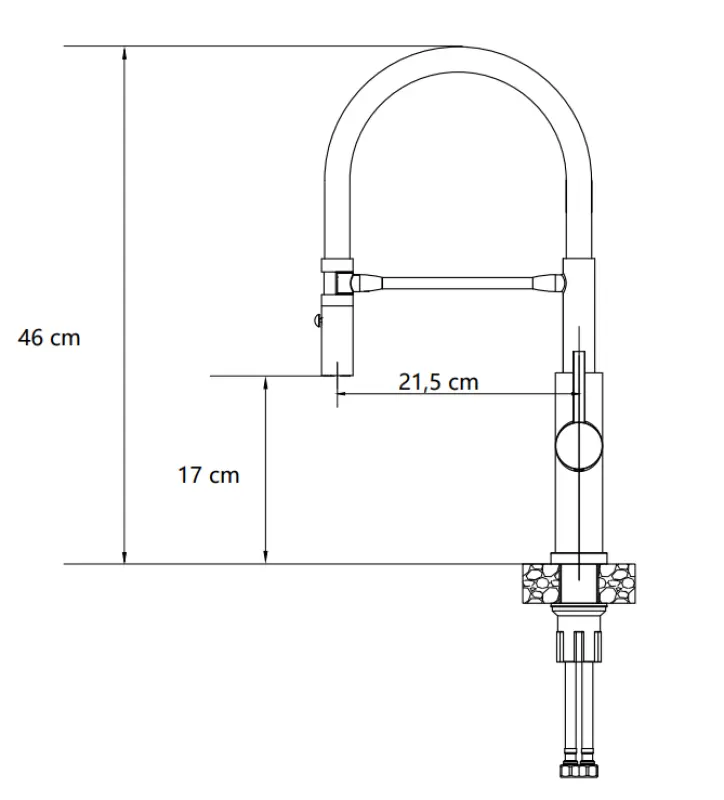 Quadri Chester Кухненски смесител с гъвкав чучур и душ с 2 вида струи, матово черен 1208957225