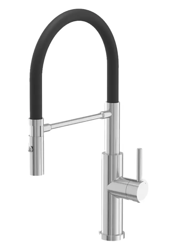 Quadri Chester Кухненски смесител с гъвкав чучур и душ с 2 вида струи, неръждаема стомана 1208957226