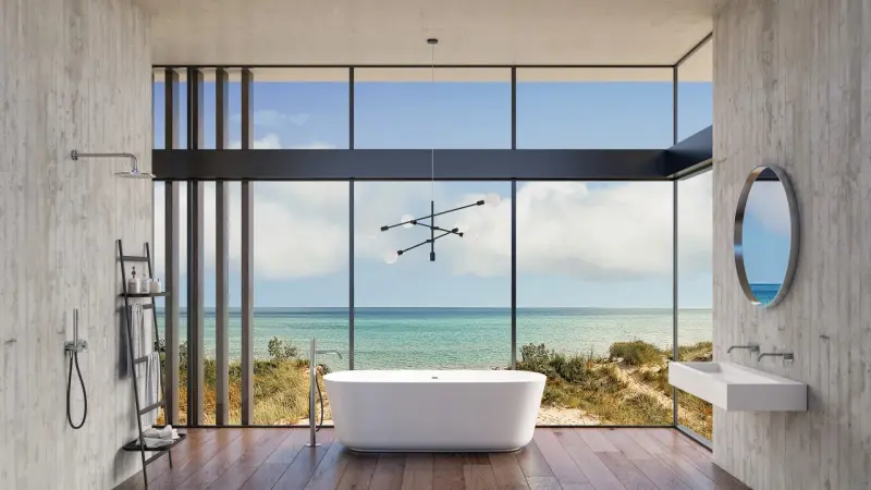 AquaTrimo Acciaio свободностояща баня смесител с ръчна душ кабина от неръждаема стомана 1208957285