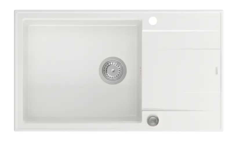 Quadri Luton бял гранит голяма мивка за монтаж над нивото на плота с обръщаем отцедник 86x50 см с цедка от неръждаема стомана 1208957325