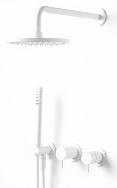 Waterevolution Flow вграден душ комплект, матово бял, с термостат, дъждовна душ кабина и ръчна душ кабина 1208957344