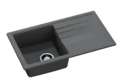 GraniteMy Smart изключително плитка гранитна мивка за монтаж над нивото на плота в черно 76x44 см с обръщаем отцедник 1208957353