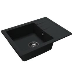 GraniteMy Smart изключително плитка гранитна мивка за монтаж над нивото на плота в черно 58x44 см с обръщаем отцедник 1208957354