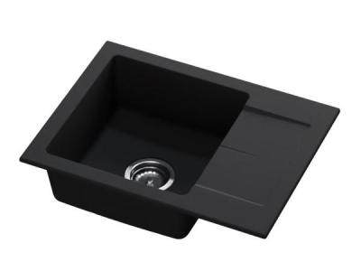 GraniteMy Smart изключително плитка гранитна мивка за монтаж над нивото на плота в черно 58x44 см с обръщаем отцедник 1208957354