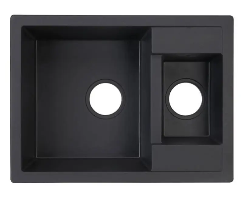 GraniteMy Smart изключително плитка 1,5 гранитна мивка за монтаж над нивото на плота в черно 58x44 см 1208957355