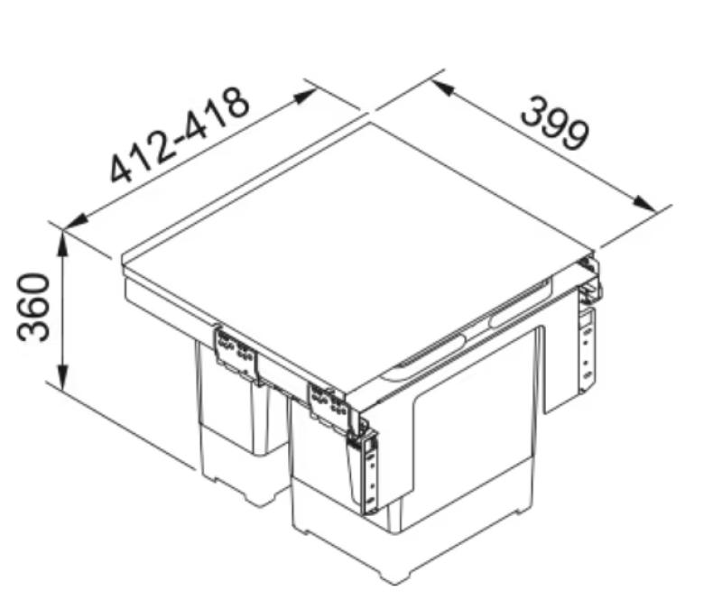 Franke Sorter Garbo 45-2 Система за отпадъци, за вграждане, 1x12 и 1x18л кош за отпадъци 1210200692