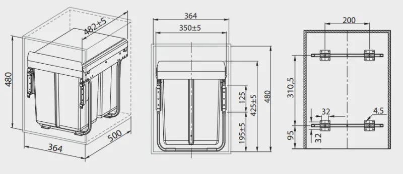 Garbi Sorter S-40-2 Система за отпадъци с 2 коша за боклук 2 x 20 1208957364