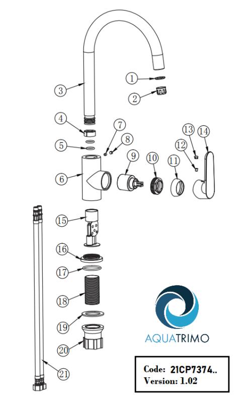 AquaTrimo Chopin Кухненски смесител с една ръкохватка, матово черно 21CP7374SW