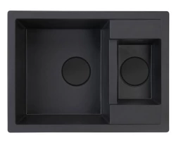 GraniteMy Smart изключително плитка 1,5 гранитна мивка за монтаж над нивото на плота в черен цвят, обръщаема 58x44 см 1208957386