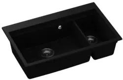 GraniteMy Limited 1.5 гранитна мивка за монтаж под и над нивото на плота, черна, вкл. аксесоари 76x48 см 1208957389