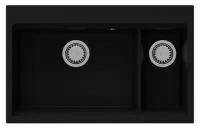GraniteMy Limited 1.5 гранитна мивка за монтаж под и над нивото на плота, черна, вкл. аксесоари 76x48 см 1208957389