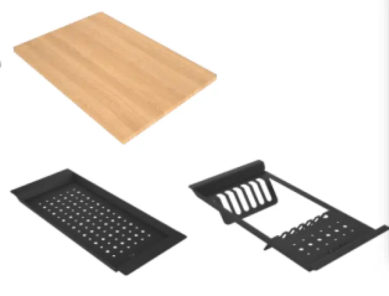 GraniteMy Limited 1.5 гранитна мивка за монтаж под и над нивото на плота, черна, вкл. аксесоари 76x48 см 1208957389